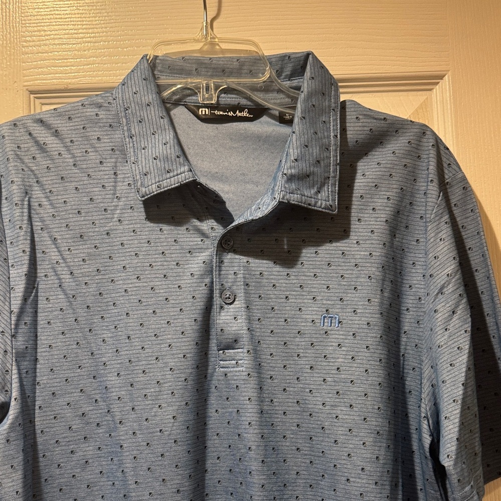 Travis Mathew Light Blue Micro Dot Performance Polo